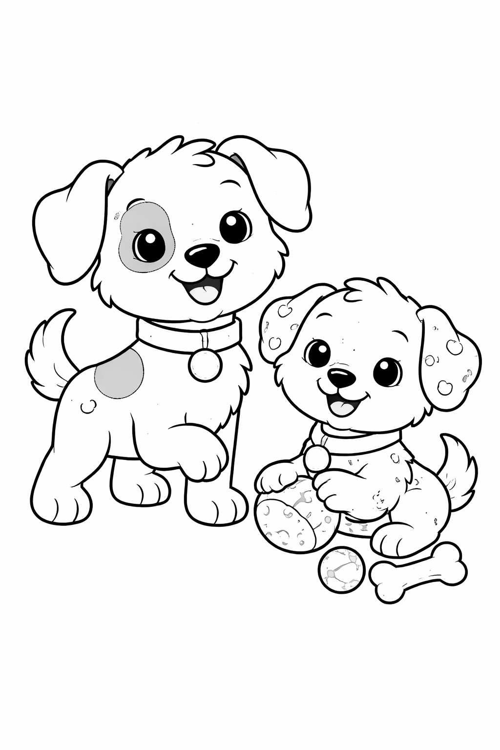 Kleurplaat twee leuke hondjes